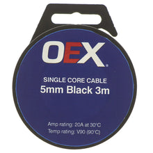 Load image into Gallery viewer, ACX0750-3M - OEX 5mm Single Core Automotive Cable, Black - 3m Roll