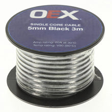Load image into Gallery viewer, ACX0750-3M - OEX 5mm Single Core Automotive Cable, Black - 3m Roll