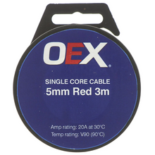 Load image into Gallery viewer, ACX0752-3M  - OEX 5mm Single Core Automotive Cable, Red - 3m Roll