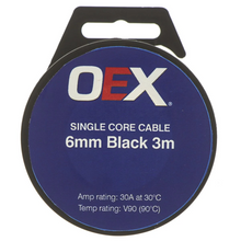Load image into Gallery viewer, ACX0761-3M   - OEX 6mm Single Core Automotive Cable, Black - 3m Roll