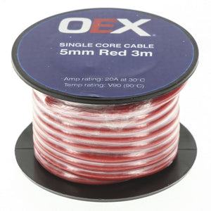 ACX0752-3M  - OEX 5mm Single Core Automotive Cable, Red - 3m Roll