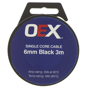 ACX0761-3M   - OEX 6mm Single Core Automotive Cable, Black - 3m Roll