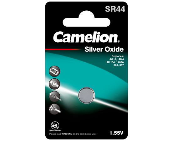 SR44 Silver Oxide Camelion Button Battery, 1.55 volt