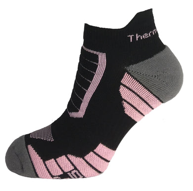 Thermatech Performance Low Cut Socks, Black/Flamingo, Size US 6-10 T21U, Unisex