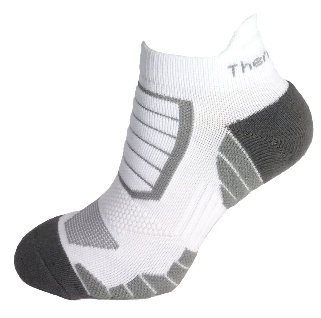 Thermatech Performance Low Cut Socks, White/Grey, Size US 6-10 T21U