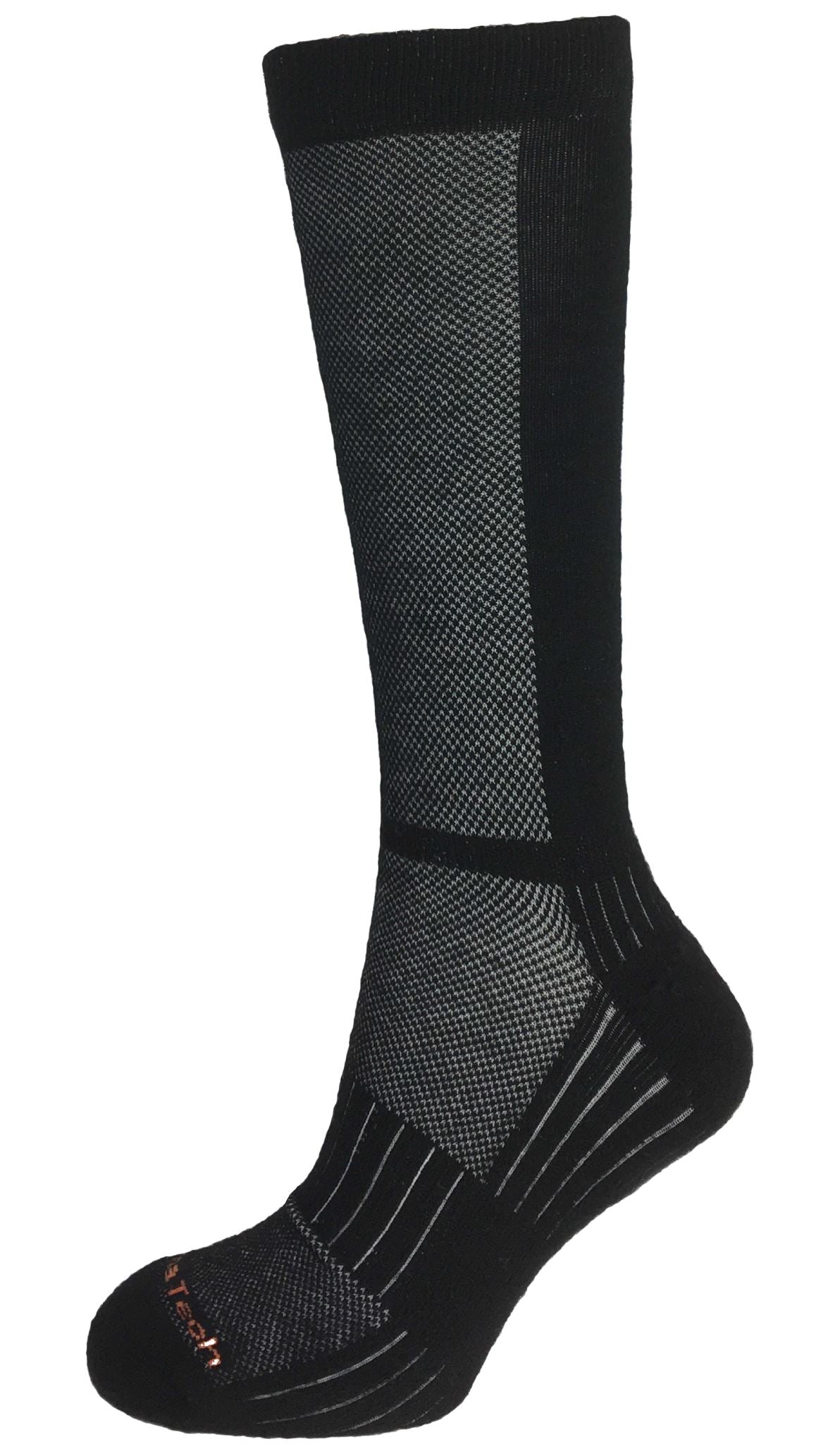 Thermatech Merino Lite Hiker Socks, Black/Grey, Size US 3-8 T33U, Unisex