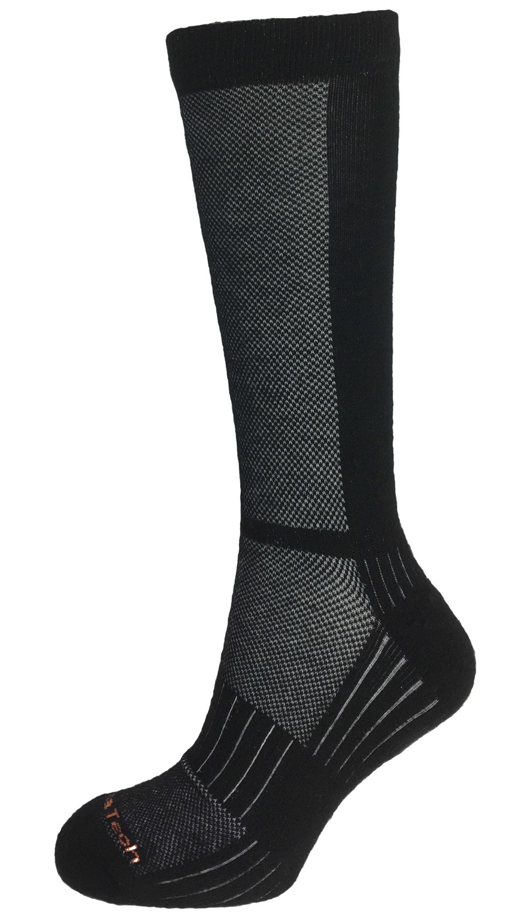 Thermatech Merino Lite Hiker Socks, Black/Grey, Size US 6-10 T33U, Unisex